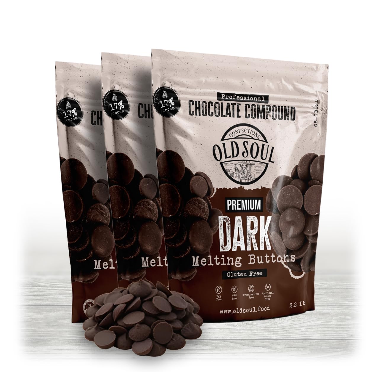 Oldsoul Chocolate Compound Buttons 6.6 Lb | Dark Chocolate 17% Real Cocoa | Smooth Melting | Perfect For Baking & Desserts (6.6 Lbs Dark Chocolate)