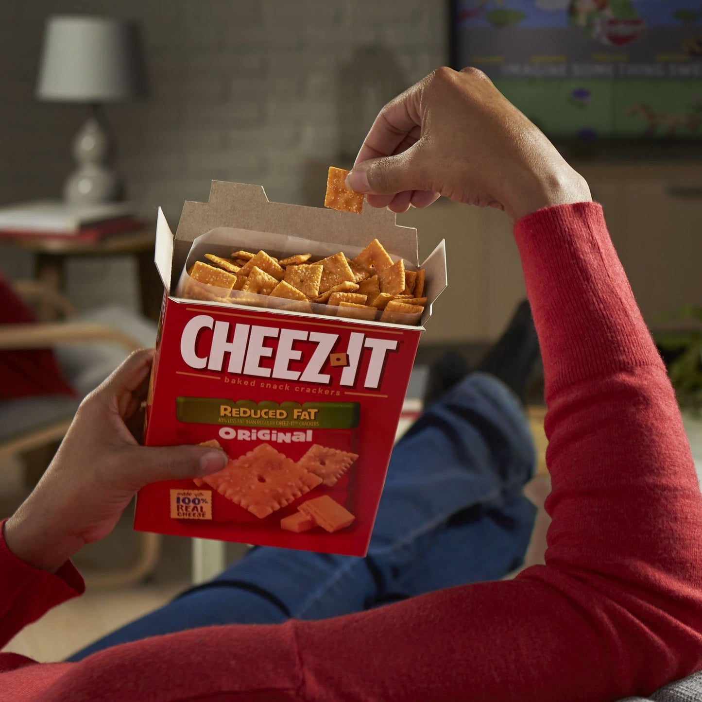 Cheez-It Cheese Crackers, Baked Snack Crackers, Office and Kids Snacks, Reduced Fat Original, 4.5lb Case (12 Boxes)