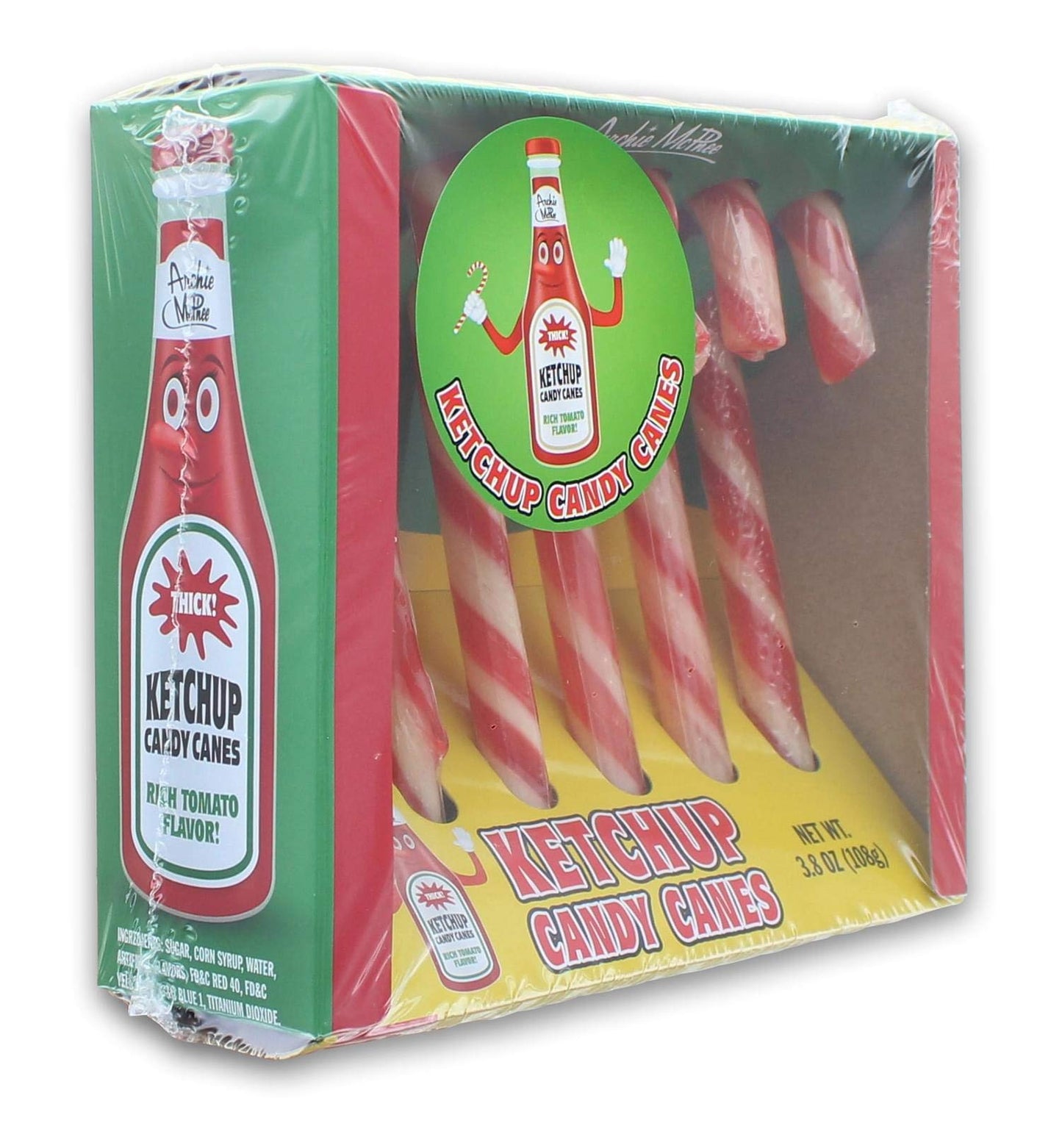 Archie McPhee Gift Box of Funny, Ketchup Candy Cane, 3.8 Ounce