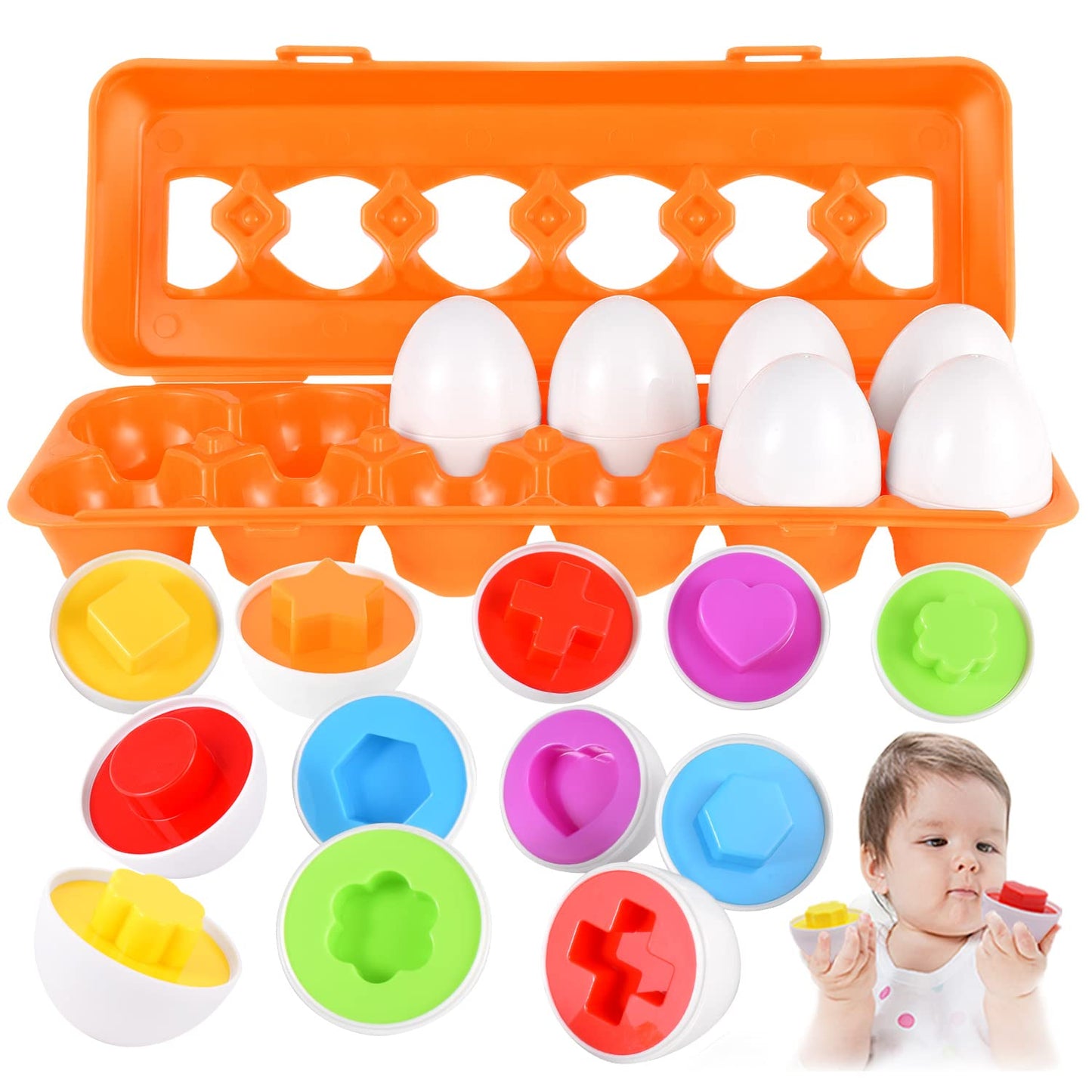 Cpsyub Egg Toys For Toddlers 1-3, Easter Eggs Learning Toys For 1, 2, 3 Year Old Girlsboys, Montessori Egg Matching Toy Educatio
