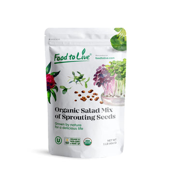 Food to Live Organic Salad Mix of Sprouting Seeds, 1 Pound - Non-GMO Broccoli, Radish, Clover, Alfalfa. Rich Germination Rate, N