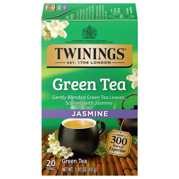 Twinings Green Tea with Jasmine Individually Wrapped Bags, 20 Count (Pack of 6), Fragrant Floral Scent, Caffeinated, Enjoy Hot o