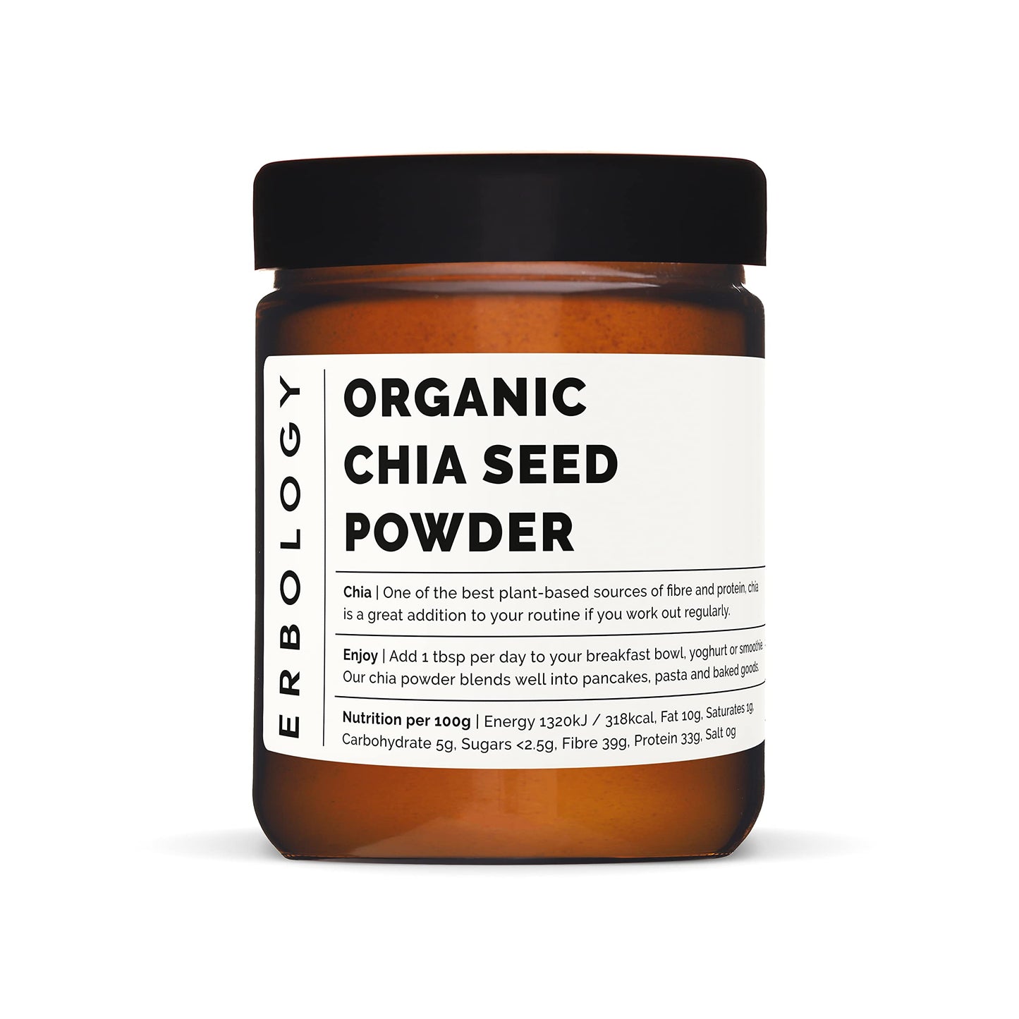 Erbology 100% Organic Chia Powder 44 Oz - Cold-Pressed From 100% Chia Seeds - High In Fiber And Protein - Rich In Minerals - Raw