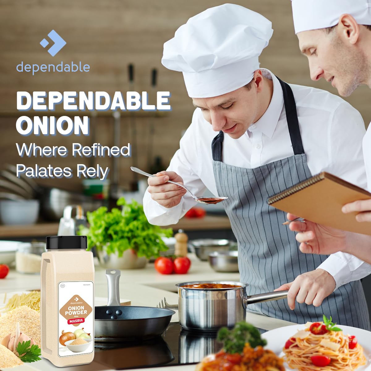 Dependable Foods Onion Powder – 13 Oz. Container - 100% Natural, Non-Gmo, Kosher Seasoning, Perfect For Sauces, Gravies, Soups, Dips & More - 100% Natural, Non-Gmo, Granulated Onion Powder