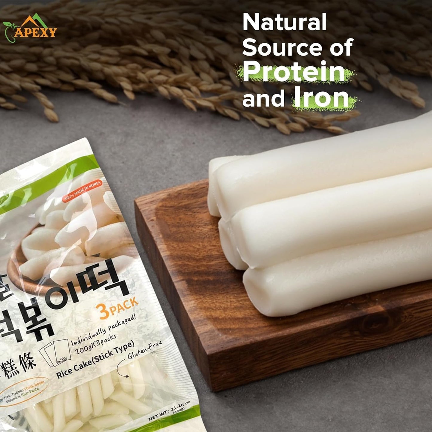 Apexy Korean Rice Cake Tteokbokkik Rice Cake, Chewy Tteok, Authentic Korean Street Food Snack, Perfect With Cheese And Ramen Noo