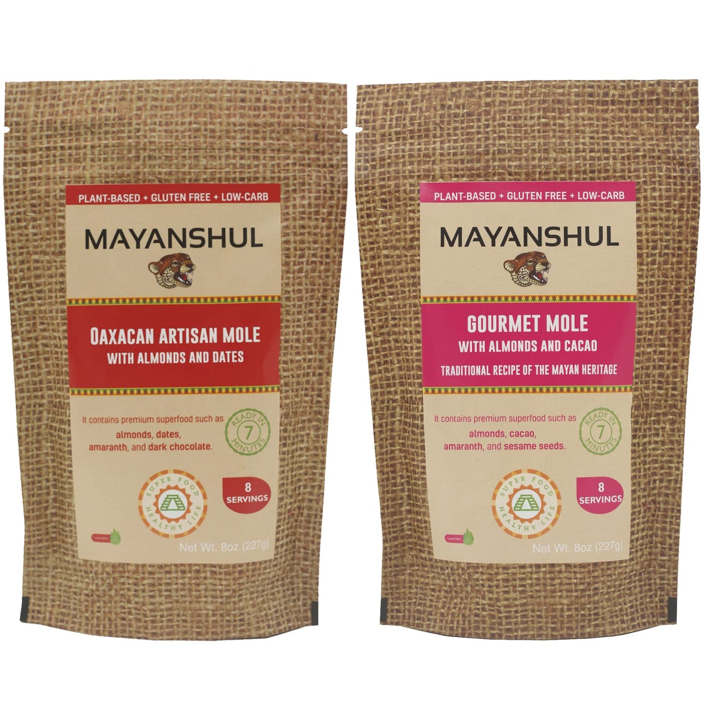 Mayanshul Healthy Mole Sauce Variety 2 Pack | Mole Poblano & Oaxacan Red Mole | Mole Negro & Mole Rojo | Superfood Ingredients |