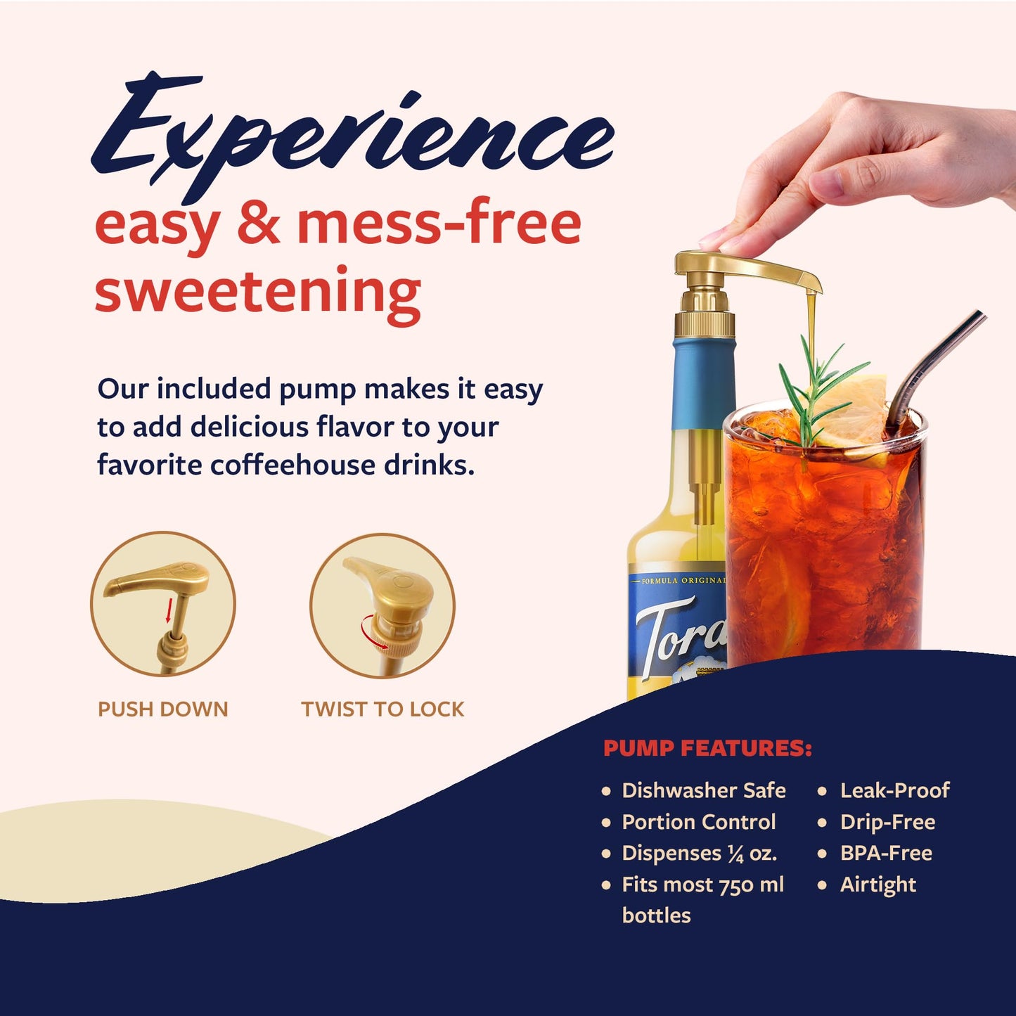 Torani Sugar Free Syrup, Lemon Flavoring For Drinks, Zero Calorie, Glass Bottle With Pump Included, 25.4 Fl Oz