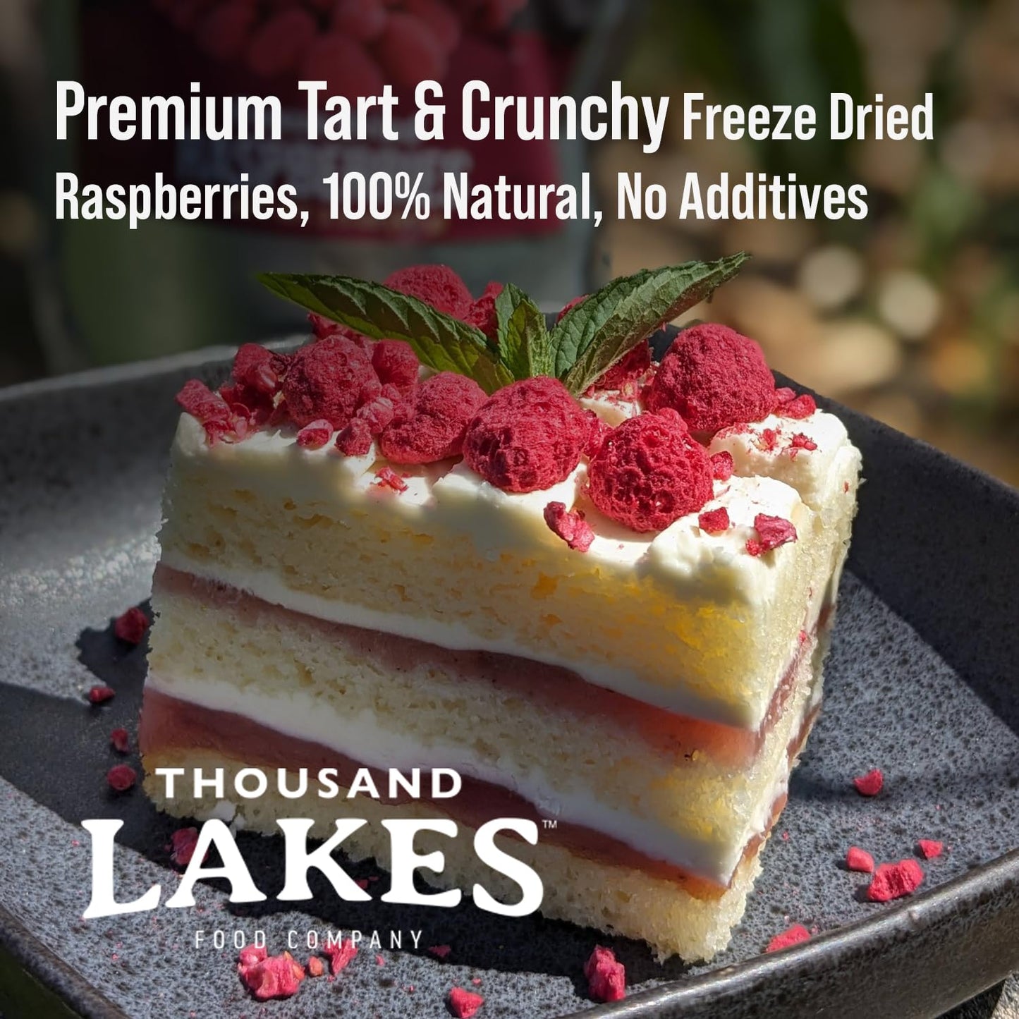 Thousand Lakes Freeze Dried Raspberries - No Sugar Added - 5.6 oz Bulk
