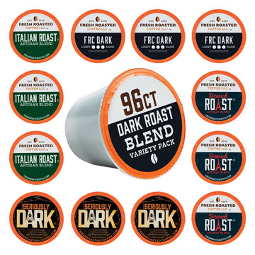 Fresh Roasted Coffee, Dark Roast Blend Variety Pack, K-Cup Compatible, 96 Count
