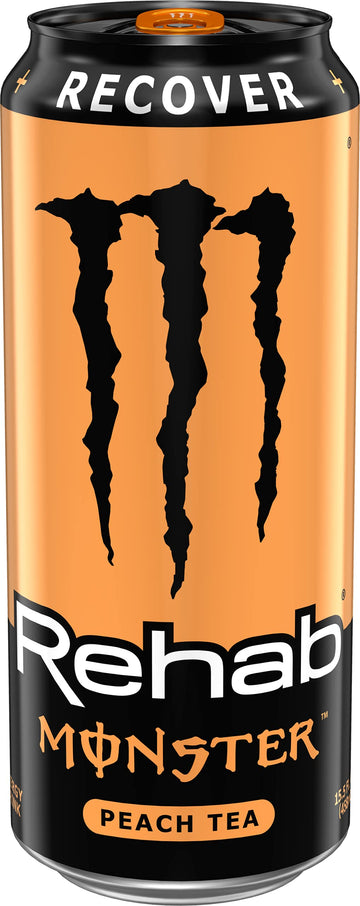 Monster Rehab Peach Tea + Energy, Energy Iced Tea, 15.5 Ounce (Pack of 24)