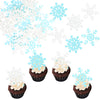 Gyufise 60Pcs Edible Snowflakes Cupcake Toppers - Snowflake Cake Decorations Wafer Paper Sprinkles for Christmas Winter Holiday
