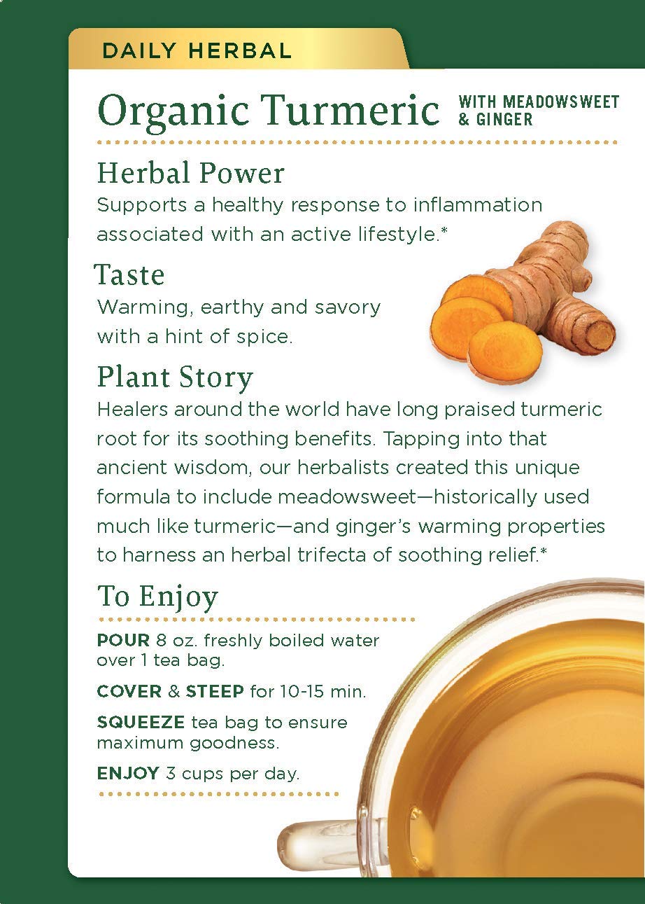 Traditional Medicinals Organic Turmeric with Meadowsweet & Ginger Herbal Tea, Supports Healthy Response to Inflammation, (Pack o
