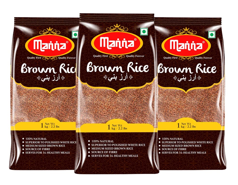 Manna Brown Rice 3Kg ( Unpolished ) |100% Natural | Naturally Low Gi | High In Fibre | Helps Control Diaplayes