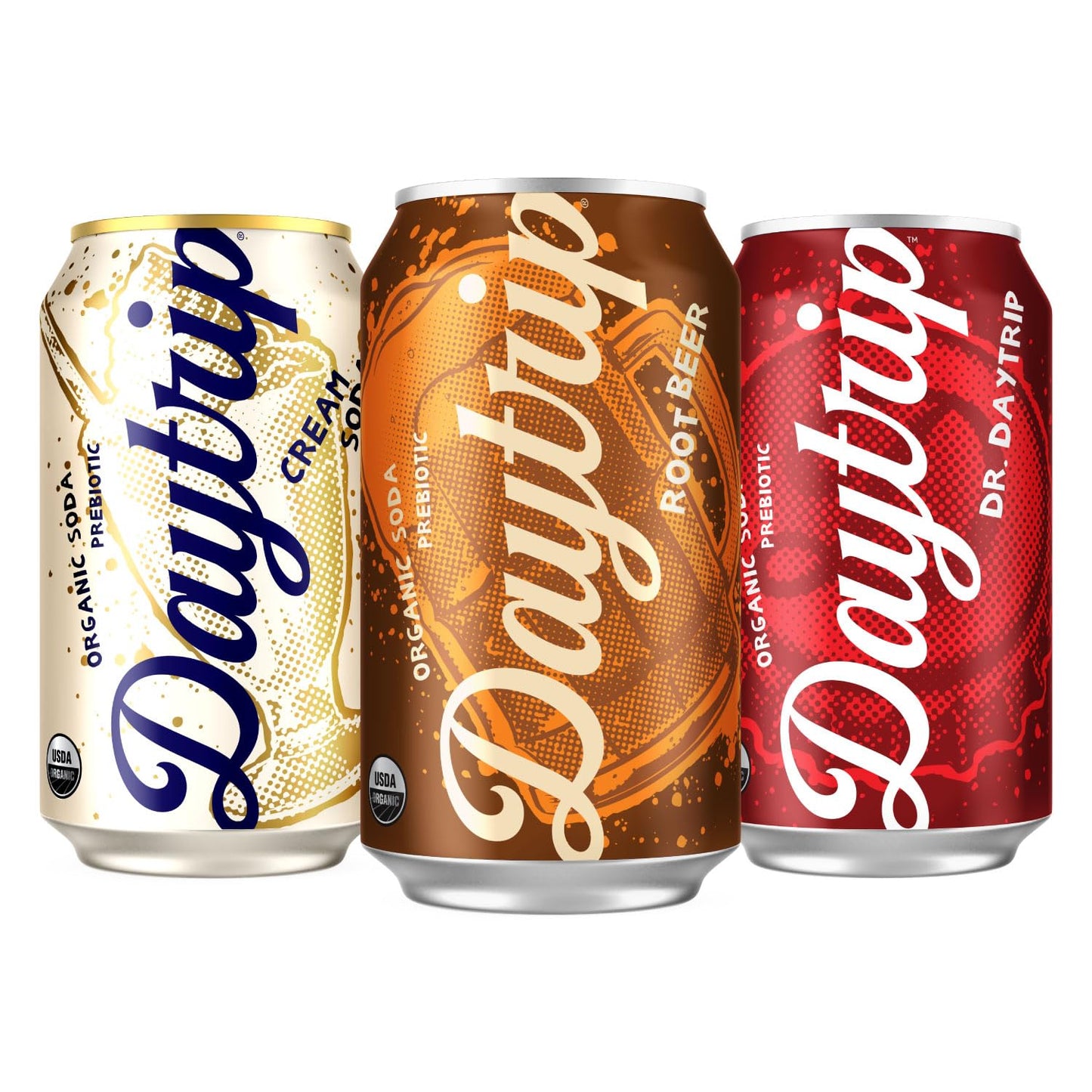 Daytrip Organic Sparkling Prebiotic Soda, Low Sugar, Caffeine, 12-Pack