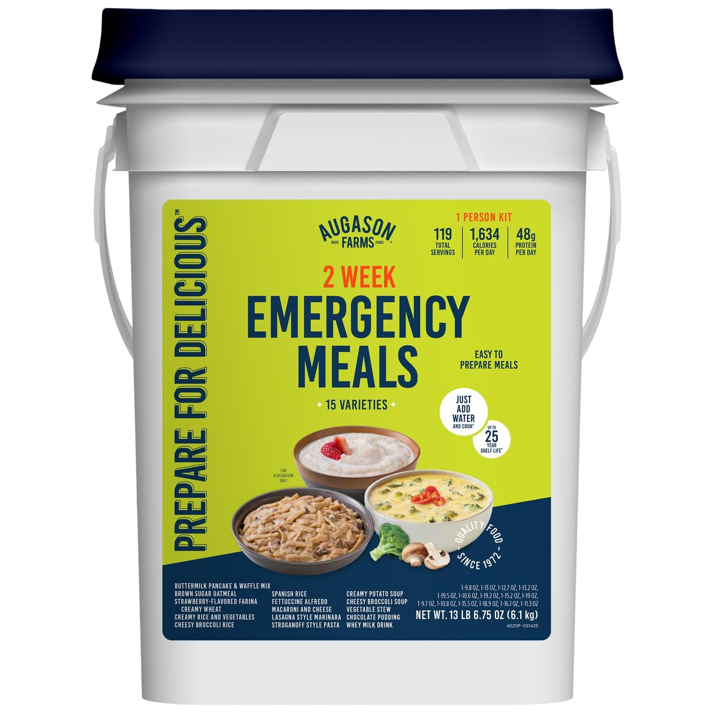 Augason Farms 2 Week Emergency Food Supply Kit - 1 Person Survival Meal Kit - Dehydrated Meals With Long Shelf Life - Just Add W