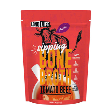 Lonolife Tomato Beef Bone Broth Powder Mix | Grass-Fed, 10G Protein | Collagen-Rich, Keto & Paleo Friendly | Natural Ingredients