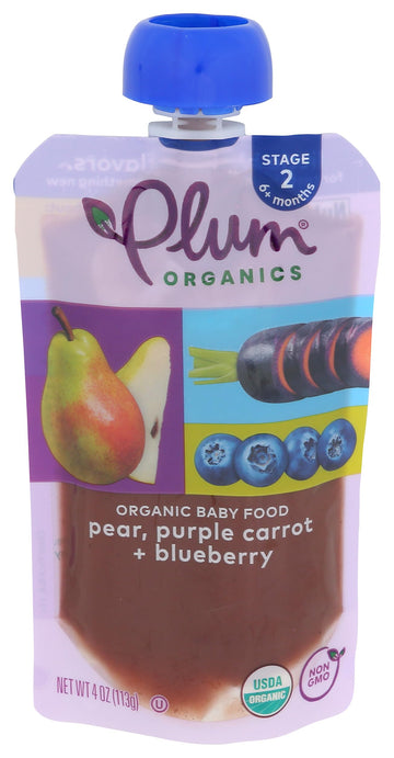 Plum Organics, Baby Food Blueberry Pear And Purple Carrot Organic, 4 Ounce