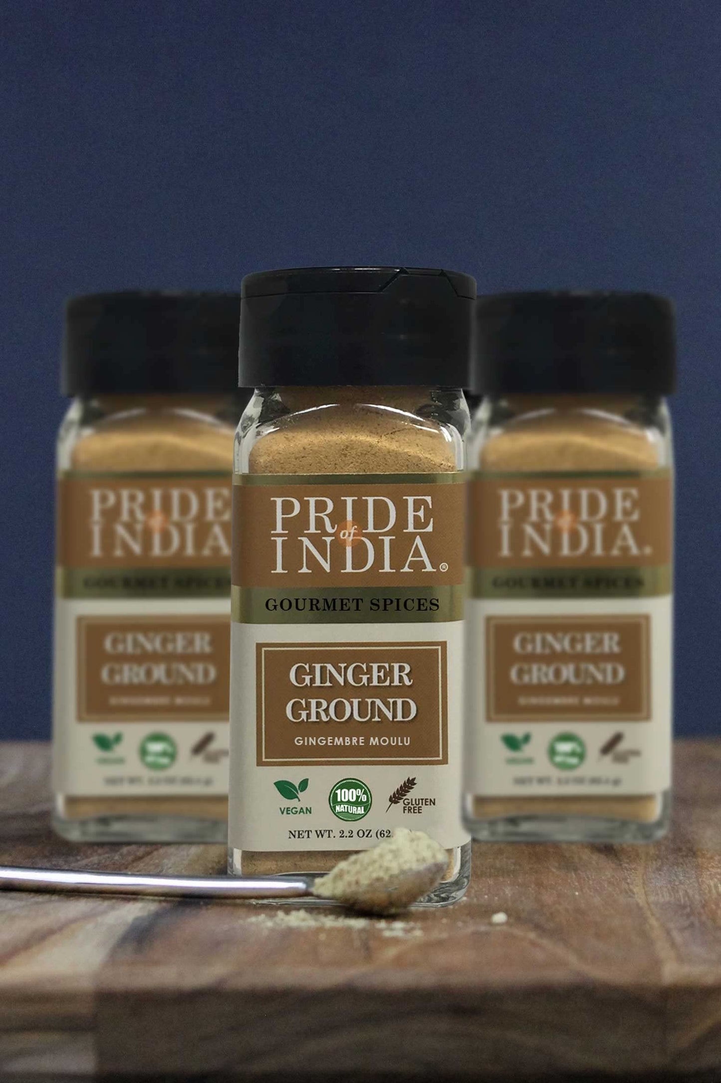 Pride Of India Ginger Fine Ground Gourmet Spice - 2.2 oz Sifter Bottle - No Additives, Great for Cooking, Baking, Tea & More