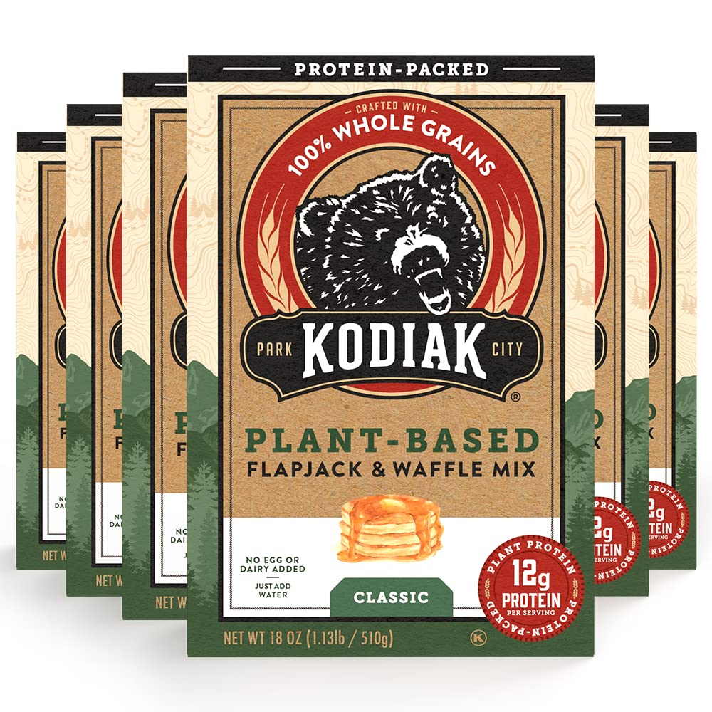 Kodiak Cakes Plant-Based Classic Flapjack & Waffle Mix, 18 Oz, (Pack Of 6)