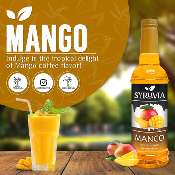 Syruvia Mango Syrup - Premium Flavoring Syrup For Tea, Italian Sodas, Beverages, Desserts, Ice Cream, Cocktails & Mocktails - Ko