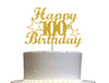 RokAPary 100 Birthday Cake Topper - Gold Glitter, Sturdy Acrylic, Double-Sided, Model RCT217