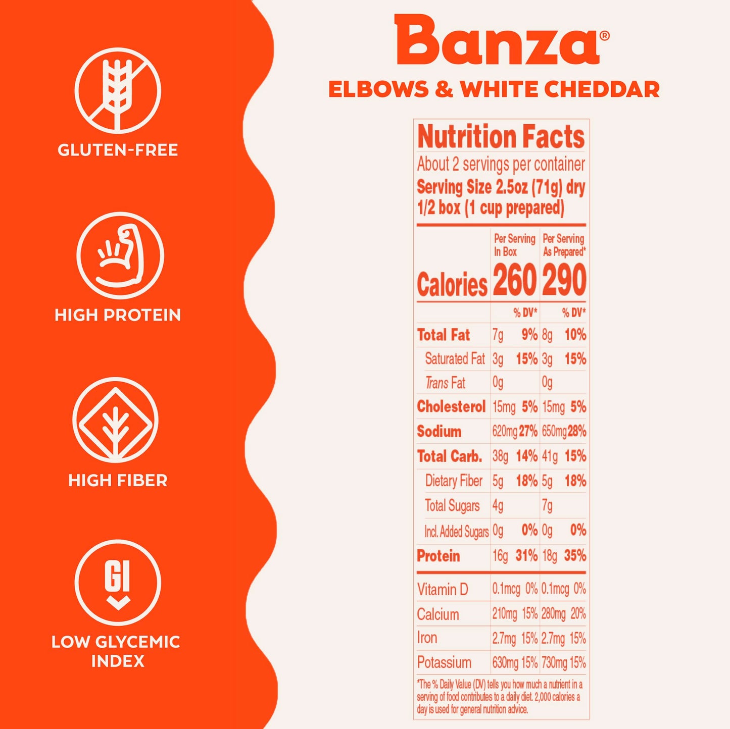 Banza Macaroni And cheese chickpea Pasta Elbows White cheddar 5.5 Ounce