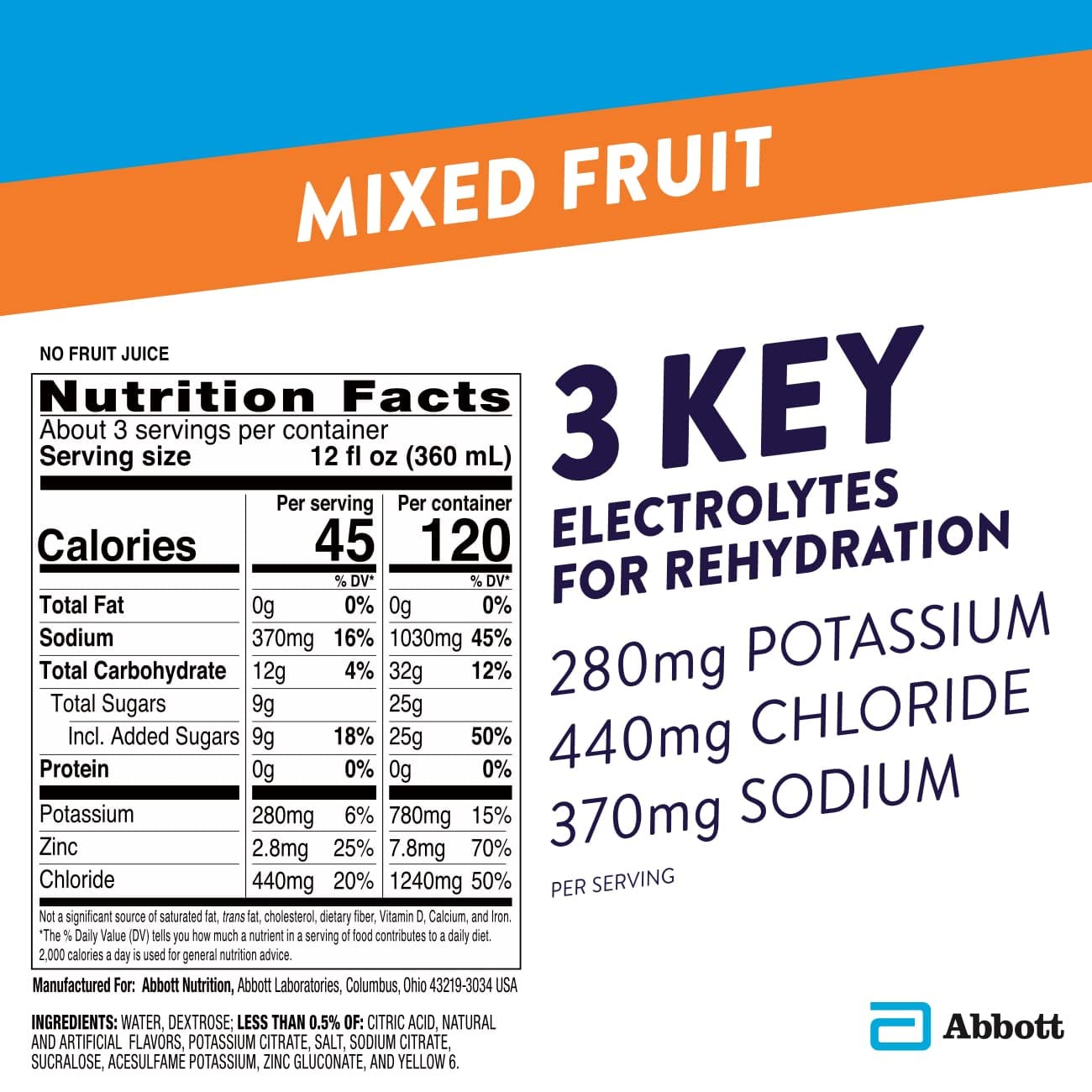 Pedialyte Electrolyte Solution, Mixed Fruit, Hydration Drink, 8 Bottles, 1 Liter Each