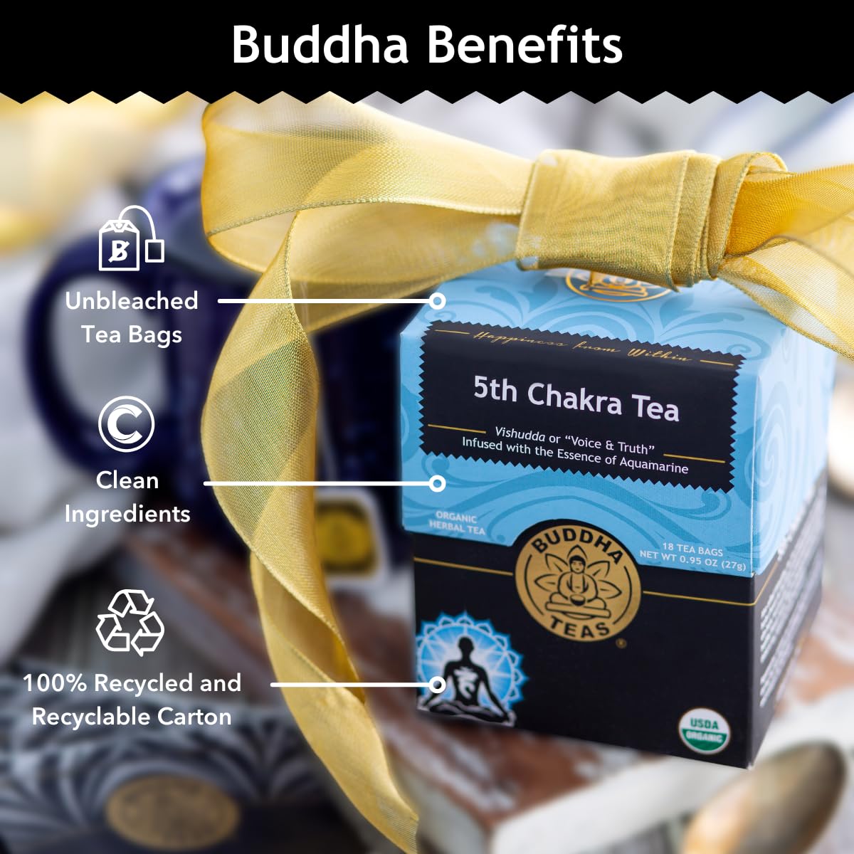 Buddha Teas - 5th Chakra Tea - Organic Herbal Tea - For Communication, Creativity & Self-Expression - With Licorice, Cinnamon &
