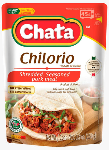 Chata Pork Chilorio Pouch | Shredded, Seasoned Pork Meat | Ready-to-Eat | No Preservatives | 8.8 Ounce (Pack of 1)
