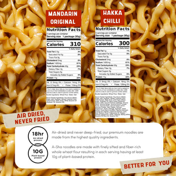 A-Sha Healthy Asian Instant Noodles With Sauce Pack | Pantry Variety Bundle | Vegan, Air Dried, High Protein | Great For Ramen,