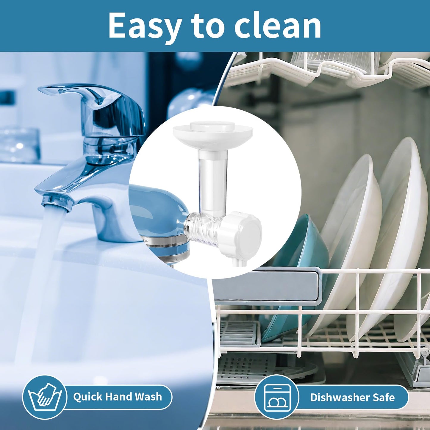 MEILEYII Frozen Fruit Ice Cream Attachment for Kitchenaid Mixer, Creates Sorbet & Yogurt, Small Size, Dishwasher Safe