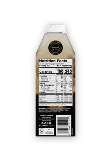 Elmhurst 1925 Toasted Almond Vanilla Latte, Plant-Based, Vegan, 25.4oz (Pack of 6)