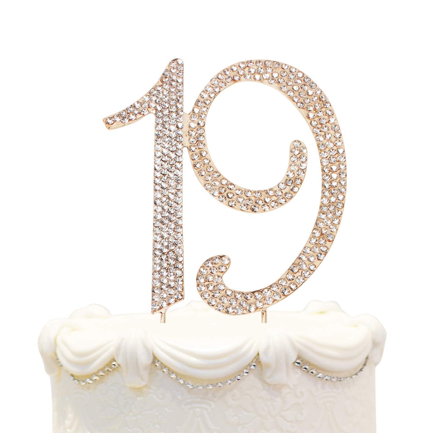 Hatcher Lee Bling Crystal 19 Birthday Cake Topper - Best Keepsake | 19Th Party Decorations Gold