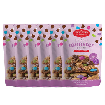 Miss Jones Baking Monster Cookie Mix - Certified Gluten Free & Made With 100% Oats, Easy To Bake Desserts & Treats, No Artificial Colors, 10.57 Ounce (Pack Of 6)