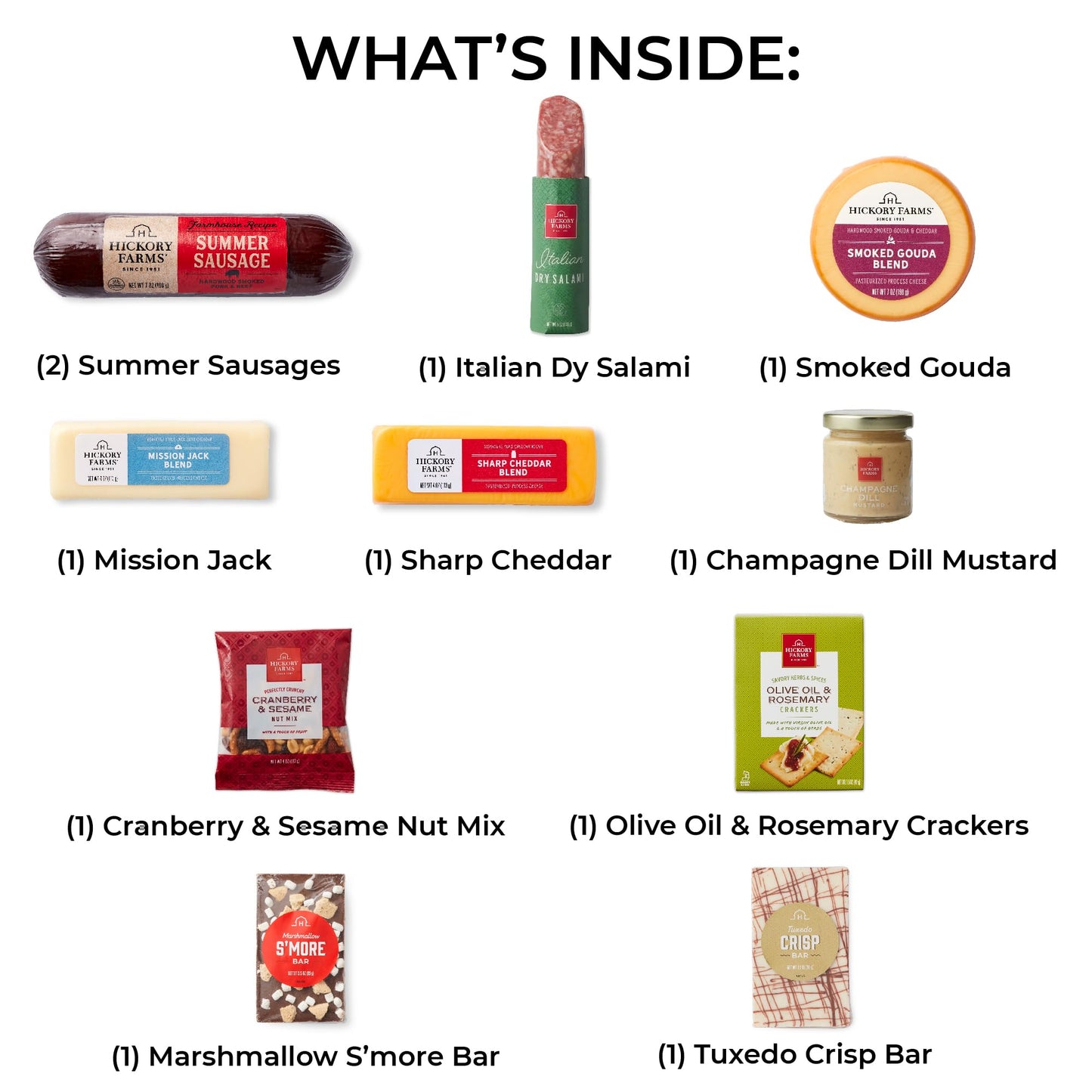 Hickory Farms Farmhouse Summer Sauage And Italian Dry Salami Charcuterie Meat, Cheese, Cracker, And Chocolate Food Gift Basket (