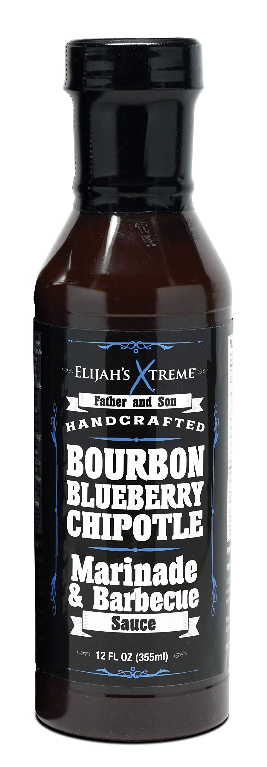 Elijahs Xtreme BBQ Sauce & Marinade, Bourbon Infused Blueberry Chipotle, 12 Fl Oz, Pack of 1