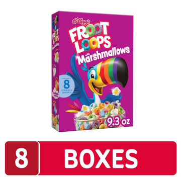 Kellogg s Froot Loops Breakfast Cereal, Kids Cereal, Family Breakfast, Original with Marshmallows (8 Boxes)