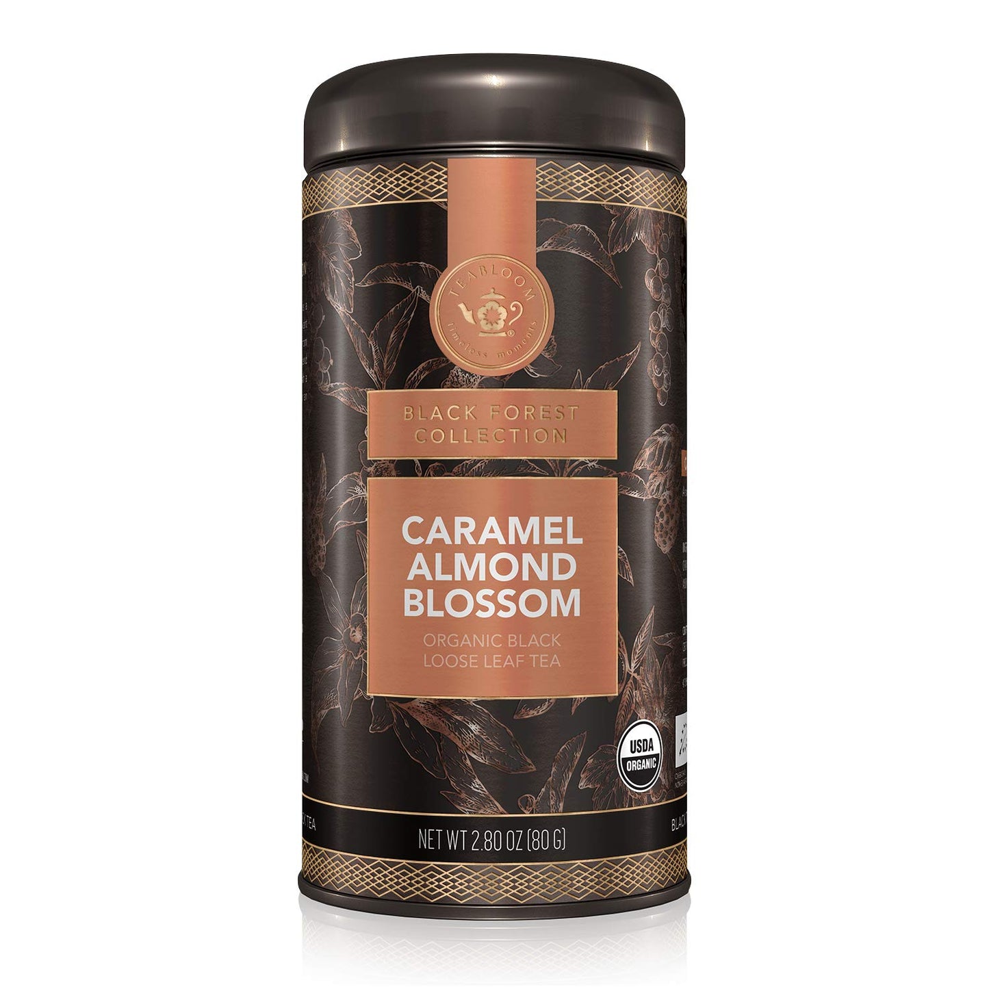 Teabloom Organic Black Tea, Caramel Almond Blossom Loose Leaf Tea, Luxury Dessert Tea, Usda Certified Organic, Certified Kosher,