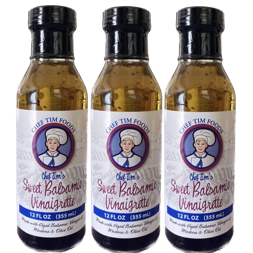 Chef Tim'S Sweet Balsamic Vinaigrette 12 Oz. (Pack Of 3) Salad Dressing & Marinade ''Shake, Shake, Shake. Don'T Refrigerate''