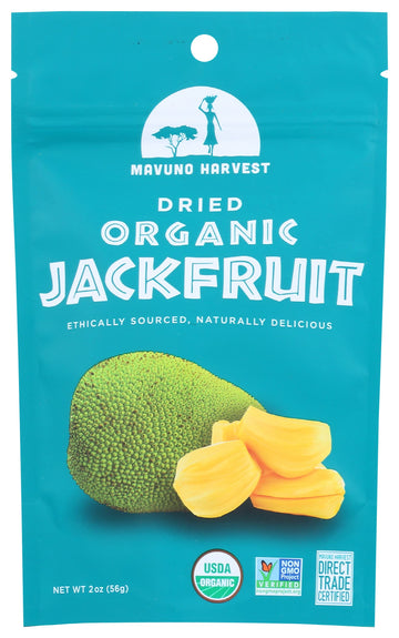 Mavuno Harvest Jackfruit Dried Fruit Snacks | Unsweetened Organic Dried Jackfruit Chips | Gluten Free Healthy Snacks For Kids And Adults | Vegan, Non Gmo, Direct Trade | 2 Ounce, Pack Of 6