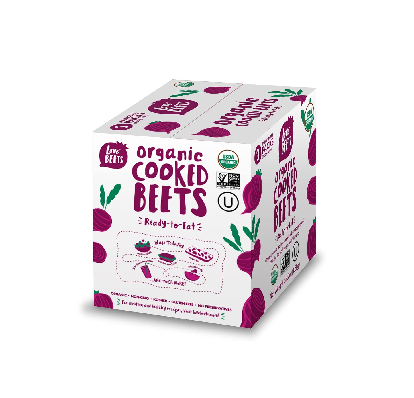 Love Beets Organic Cooked Beets | USA Grown Beets, Rich in Antioxidants, Nitric Oxide Boosting, No Added Sugar, No Preservatives