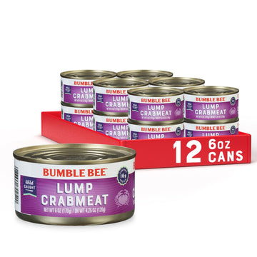 Bumble Bee Lump Crab Meat, 6 Oz Can (Pack Of 12) - 16G Protein & 1G Carb Per Serving - Wild Caught, Small Chunks, Drain Before Use