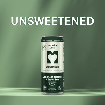 matcha LOVE Matcha + Green Tea, Unsweetened, 8 oz, Pack of 12 - Premium Quality Beverage