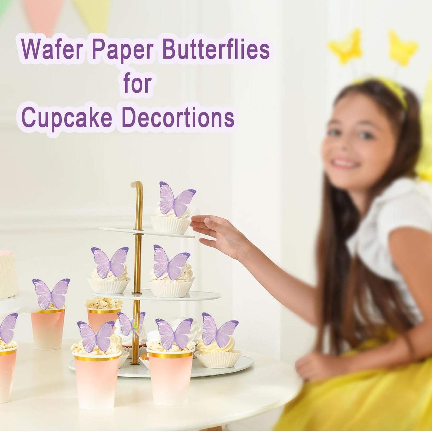48Pcs Wafer Paper Butterfly Cake Toppers Yocity Edible Butterflies For Cake Decorations Purple Butterfly Cupcake Toppers For Bir