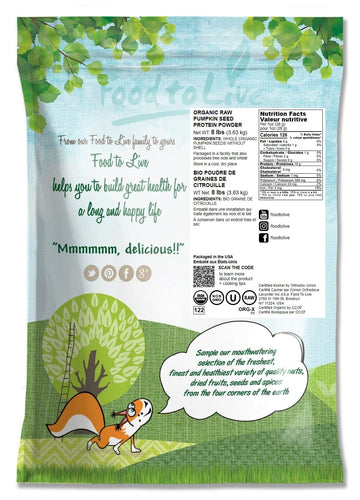 Food To Live Organic Pumpkin Seeds Protein Powder, 8 Pounds - 60% Protein, Non-Gmo, Non-Irradiated, Pure Flour, Kosher, Vegan Su