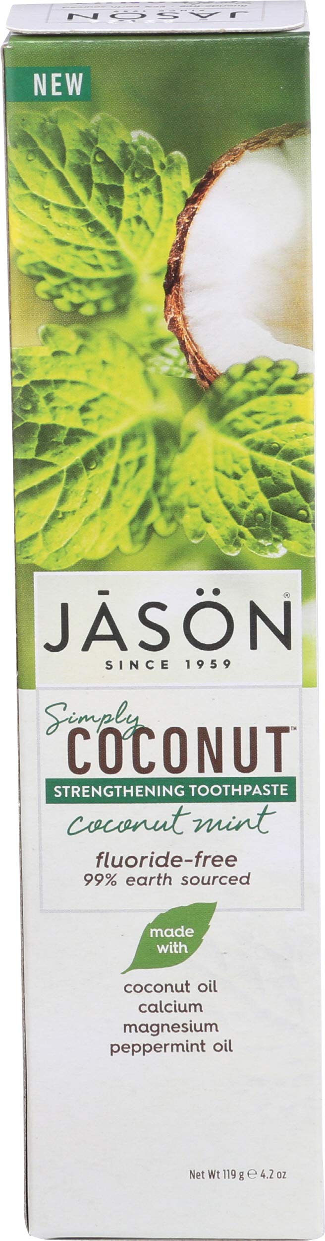 Jason Simply Coconut Strengthening Toothpaste Coconut, Mint, 4.2 Ounce