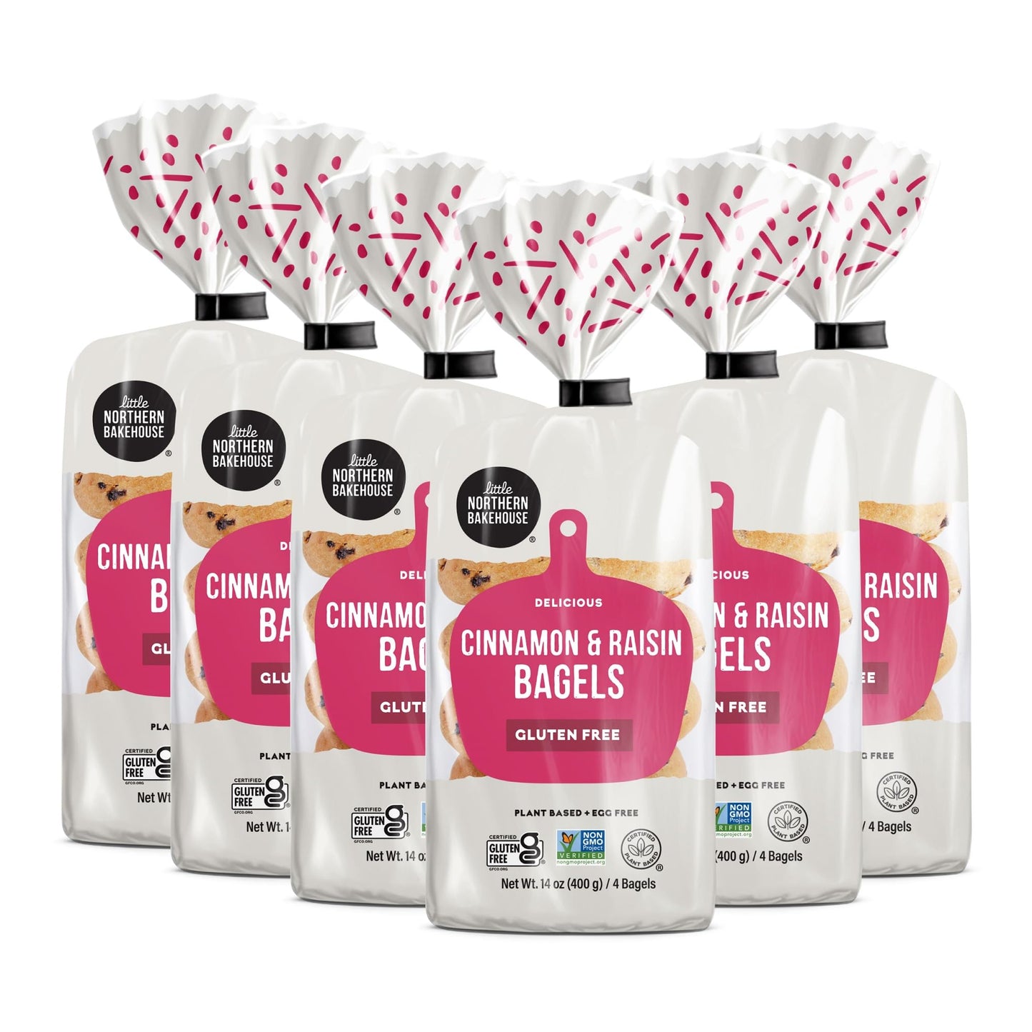 Little Northern Bakehouse Gluten Free Cinnamon & Raisin Bagels, Non-GMO and Allergy-Friendly Bagels (6 pack, 14 oz. each)