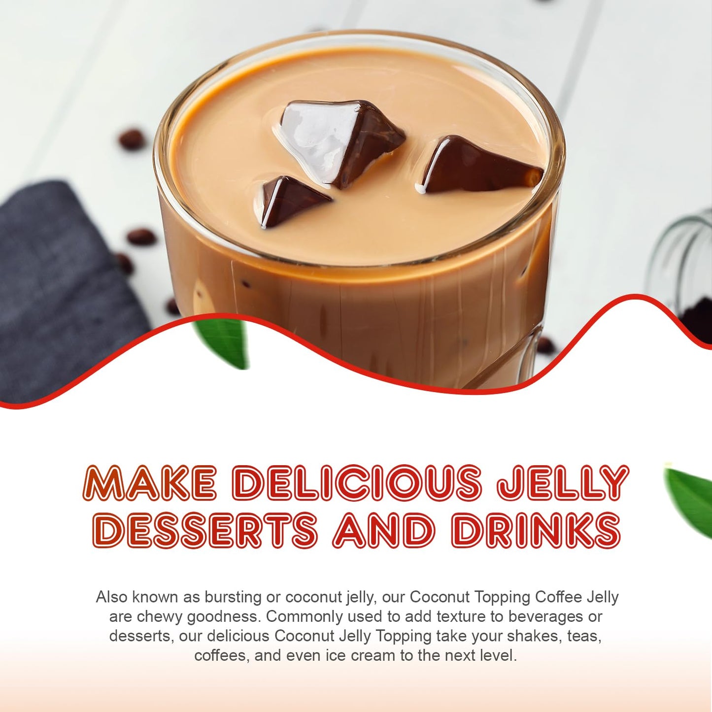 Fanale Coconut Jelly Topping Nata De Coco For Boba Tea | Ice Cream | Yogurt | Smoothie | Milk Tea | Desserts (Coffee, 7.26 Lb) J