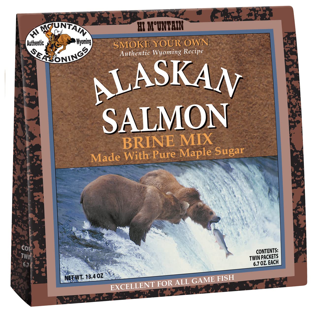 Hi Mountain Fish Brine Mix for Alaskan Salmon, 13.4 Ounce Pack, Includes Two Seasoning Packets for Smoking