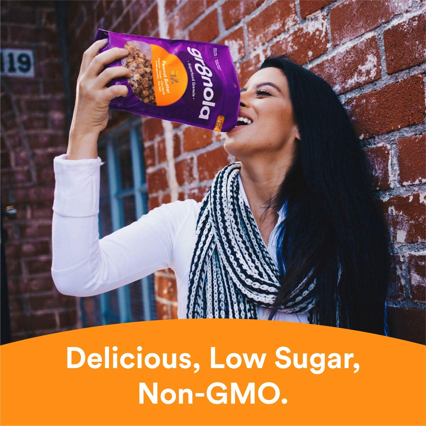 Gr8Nola Peanut Butter - Healthy, Low Sugar Granola Cereal - Made With Superfoods Peanuts, Ashwagandha, And Chia Seeds, Soy Free, Dairy Free And No Refined Sugar - 10Oz Resealable Bag